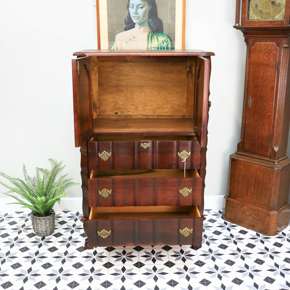Rare Dutch Colonial Tall Boy Drinks Cabinet Media South African Stink Wood