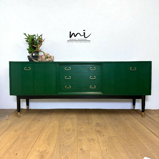 Vintage G Plan sideboard in green, E Gomme Tola, mid century modern, drink cabinet, tv stand, media unit