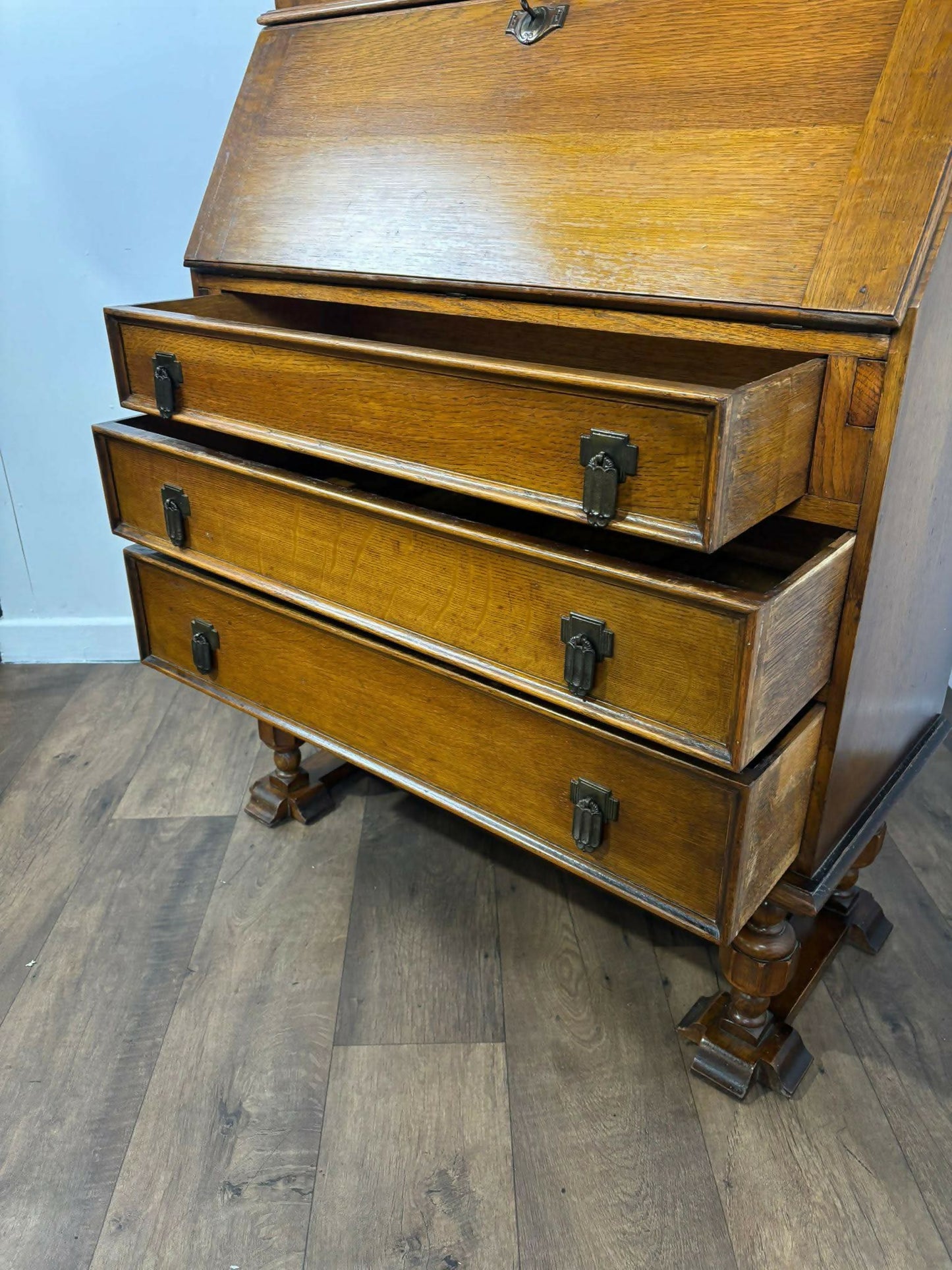 Vintage Oak Bureau Bookcase