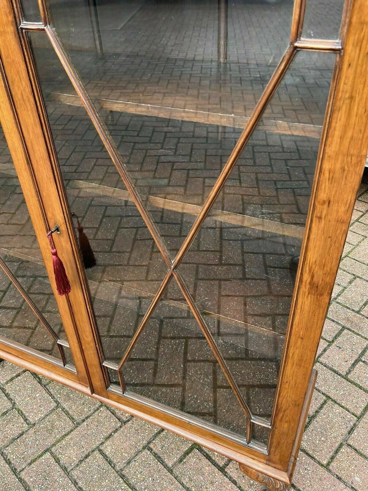 Vintage Mahogany Bookcase Display Cabinet With Adjustable Shelves