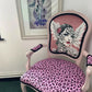 Bespoke Bold Upholstered Statement Chair – Pink Leopard Print & Designer Art Backrest