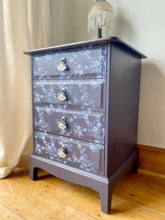 Hand Painted Stag Minstrel Bedside Table with Hand Painted Floral Design