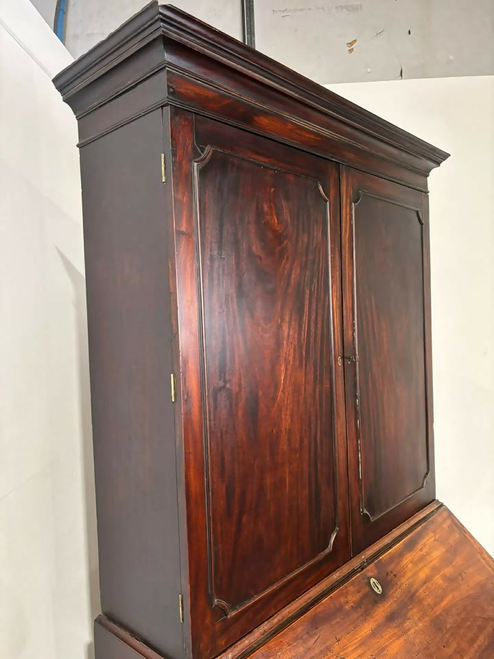 Georgian Mahogany Kneehole Bureau Bookcase