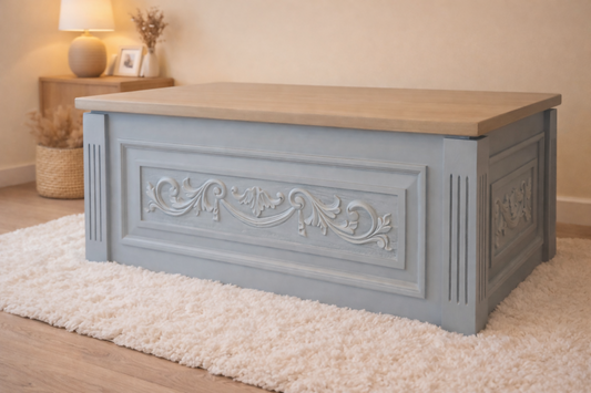 Ornate vintage blanket box or toy chest