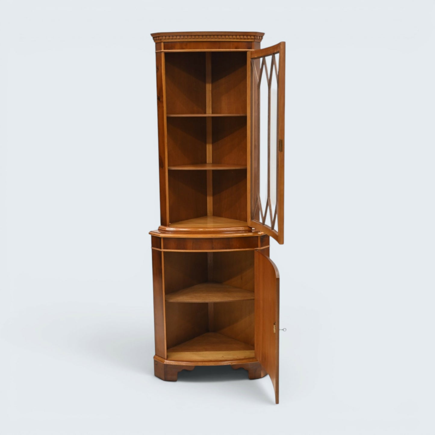 Georgian Style Corner Display Cabinet with Cupboard Glass Door FREE UK Delivery*