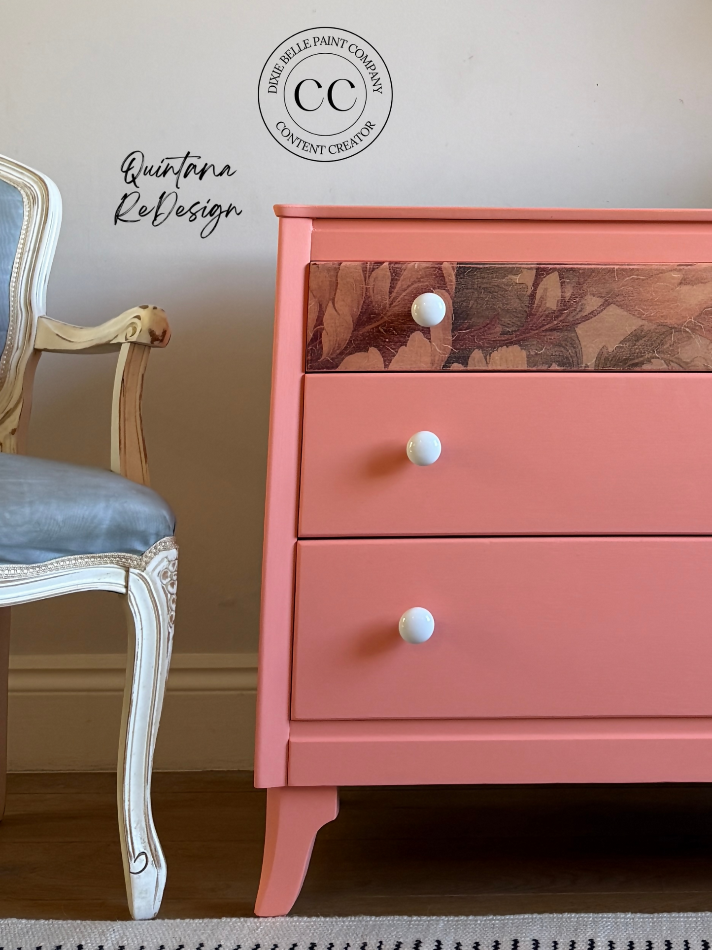 Harris Lebus Chest Of drawers Bedside Table Pink Coral 3 drawers