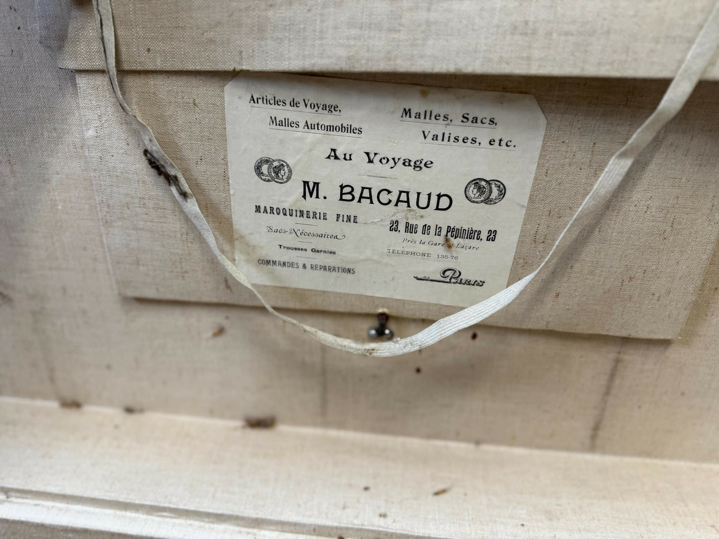 Antique full leather and brass bound travel trunk coffee table