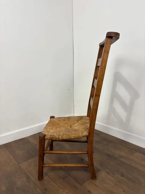 Antique Beech Rush Seat Prayer Chair