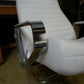 Vintage Danish Modern High Back Swivel Lounge Chair | Chrome & White Leather