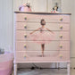 Upcycled French Chest of Drawers: Ballerina Decoupage, Blush Pink