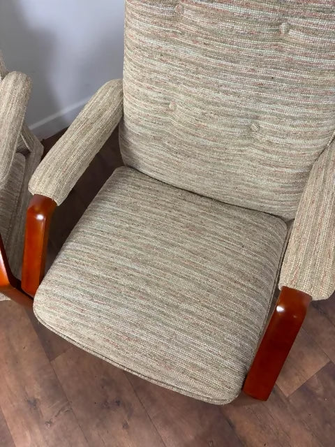 Pair of Vintage Parker Knoll Beech Framed Fireside Armchairs Model PK1158-1169