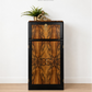 Refinished Art Deco Burl Walnut Cocktail Cabinet In Black With Gold Design. 1930s drink cabinet. Gin bar. Refurbished. sideboard slim narrow
