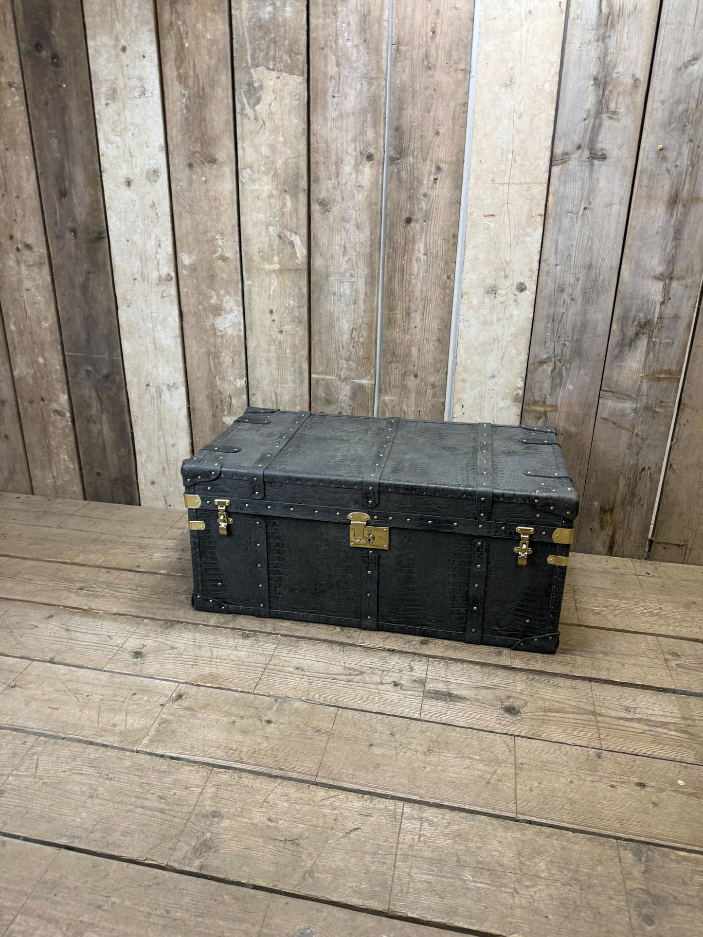 charcoal grey mock crocodile reception trunk