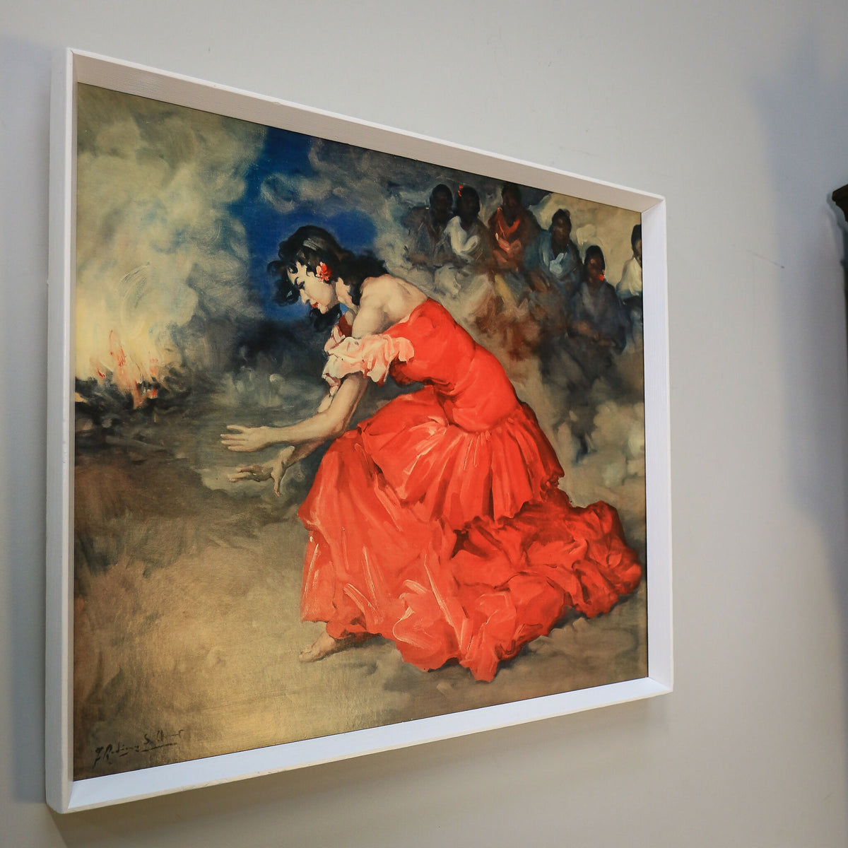 The Fire Dance, by Francisco Rodriguez Sanchez Clemente Mid Century Red Dress