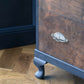 Vintage art deco navy blue walnut burr wood chest of drawers tallboy