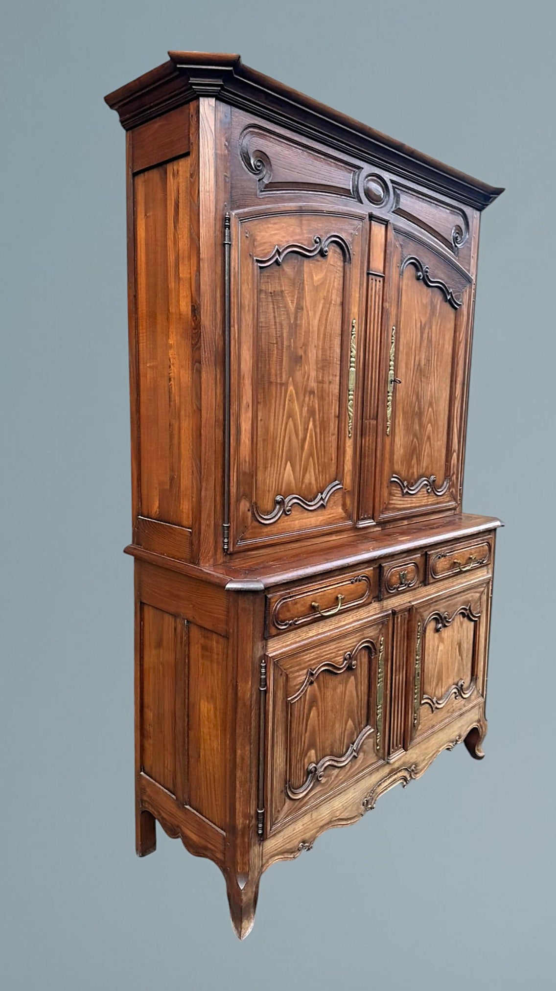 French Provincial Walnut Cupboard Stamped R Trotel