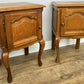 Pair of Bedside Tables Vintage French Louis Oak Nightstands Cabinets LOT 6307
