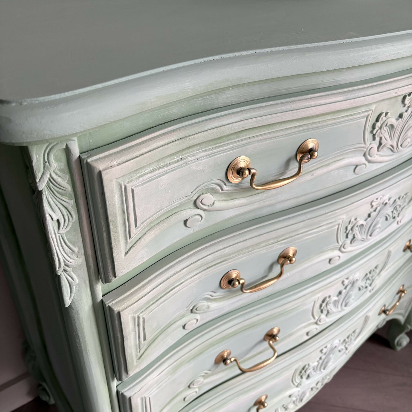 Vintage French Style Chest of Drawers - Hand Painted Mint Green