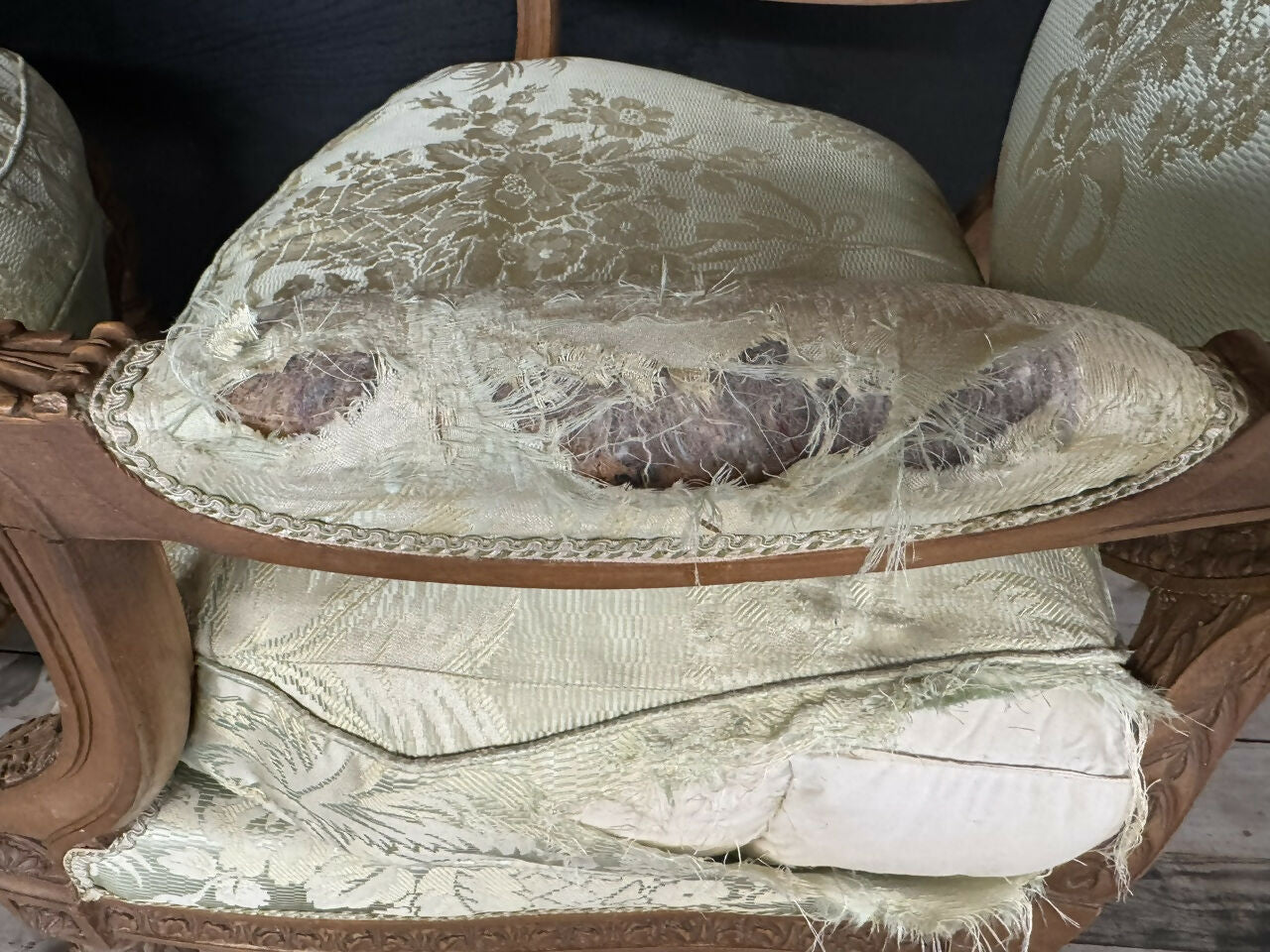 Generous Pair French Bergere Arm Chairs