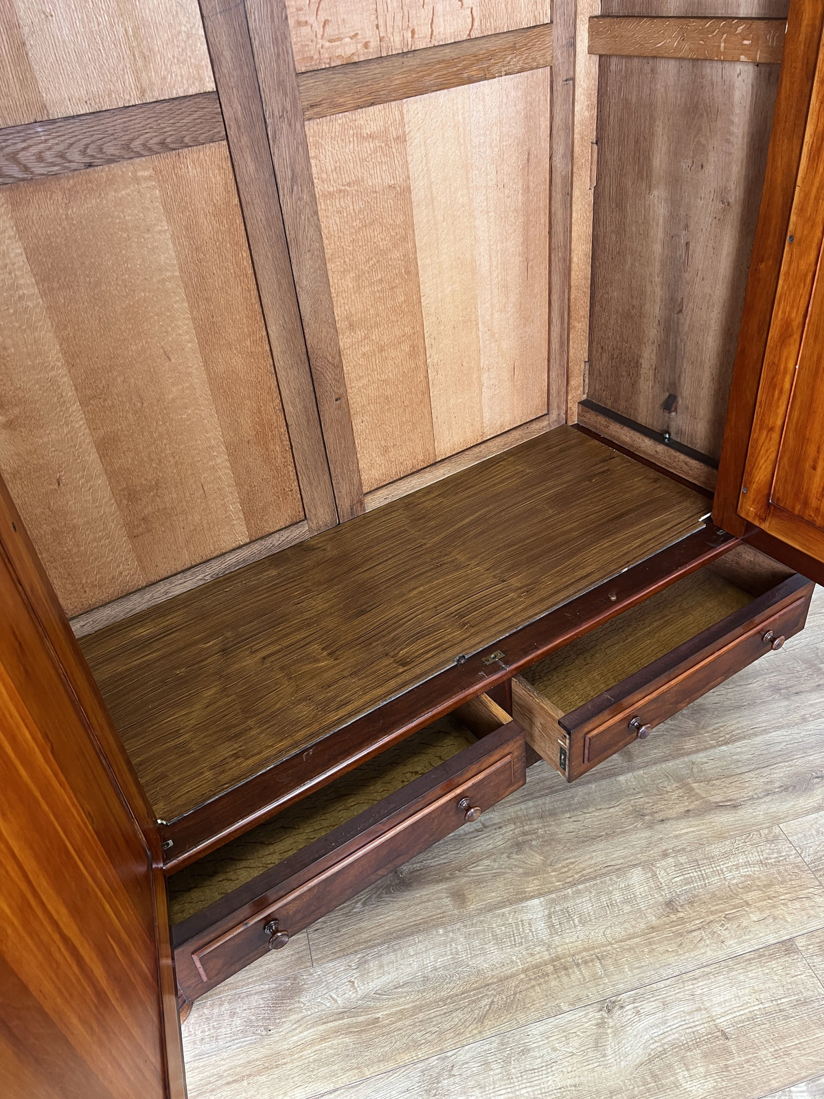 Wardrobe Antique French Style Mahogany Mirrored Two Door Carved Armoire LOT 6543