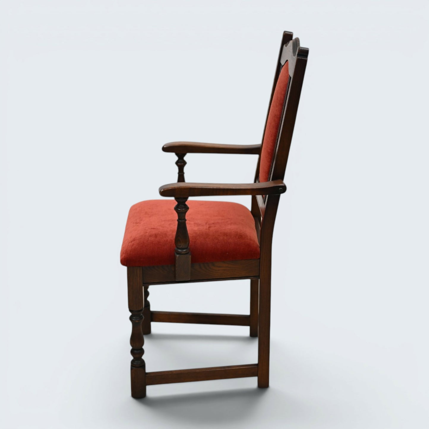 6 Old Charm Dining Chairs Burnt Red Upholstery Tudor Brown FREE UK Delivery