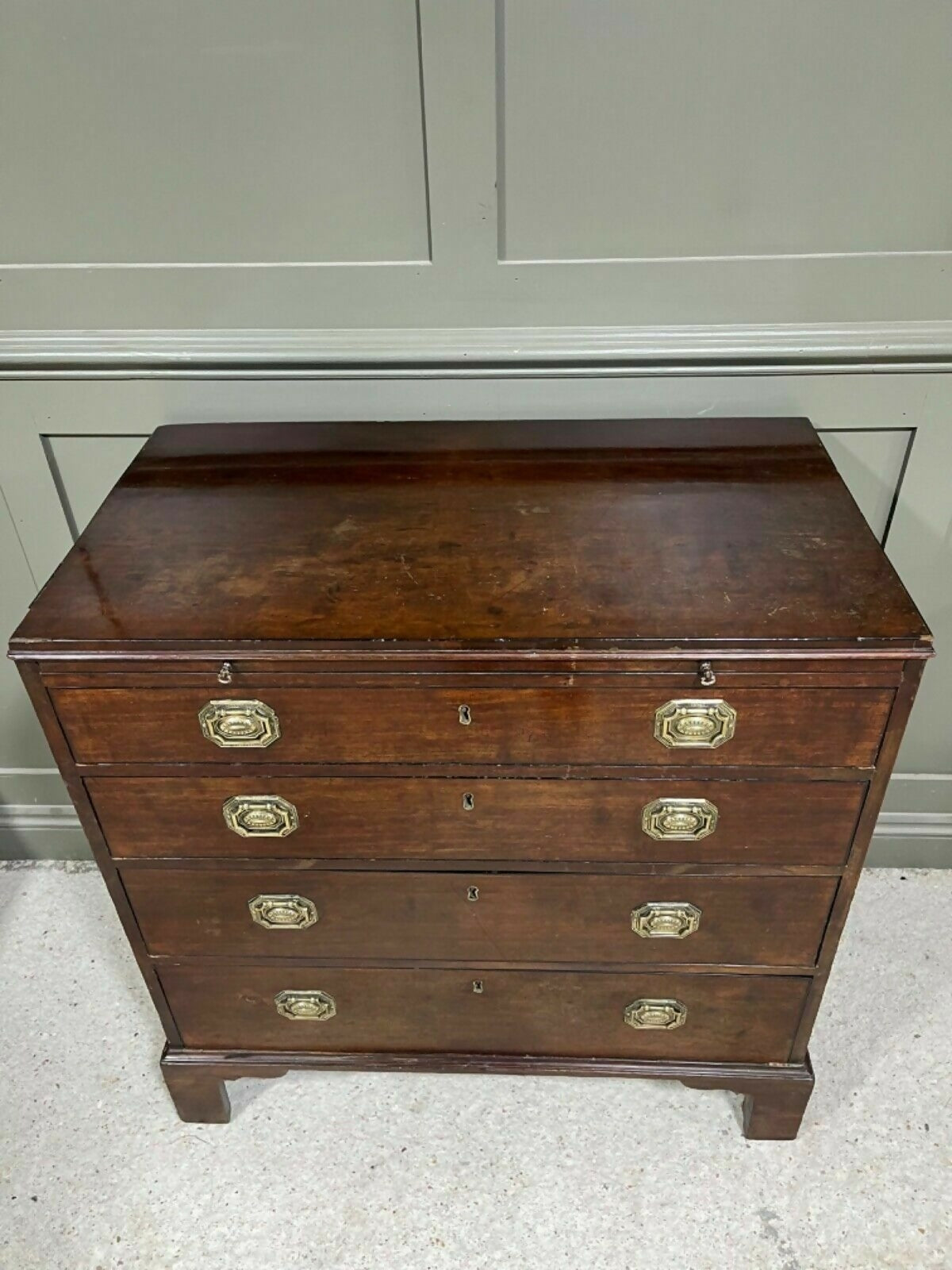 Vintage Georgian Chest Of Drawers Small Chest In Cuban Mahogany W Writing Slide