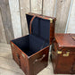 Antique Chestnut Leather Designer Belting Trunks