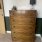 Harris Lebus, Vintage Mid Century Chest of Drawers / Tallboy – 5 Drawer – Beautiful Figured Wood Veneer – 1950s Style