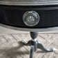Hand Painted Vintage Accent Table in Anthracite Grey with Silver Leaf & French Stencil Detail