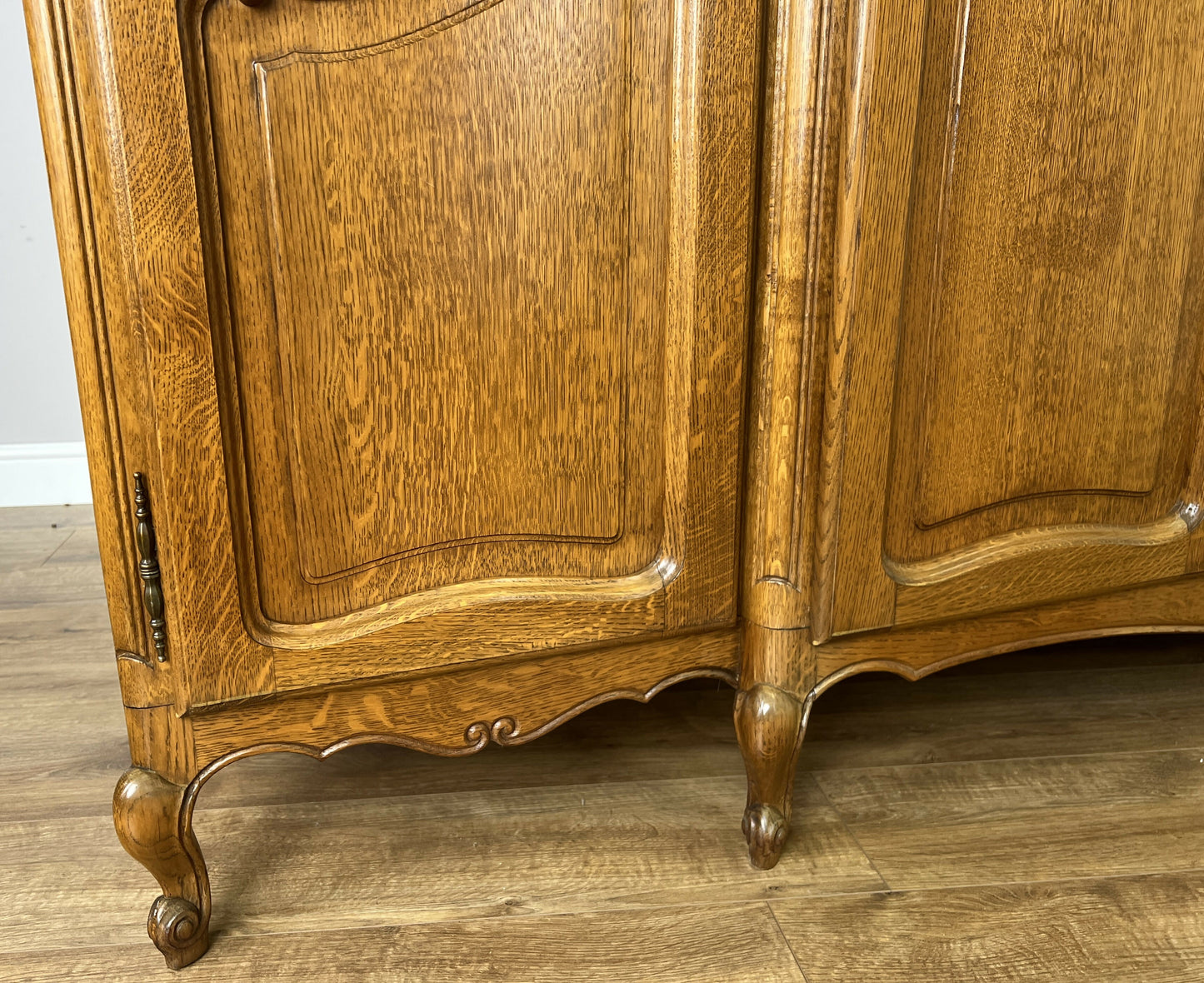 Wardrobe Vintage French Louis XVI Style Five Door Oak Carved Armoire LOT 6457