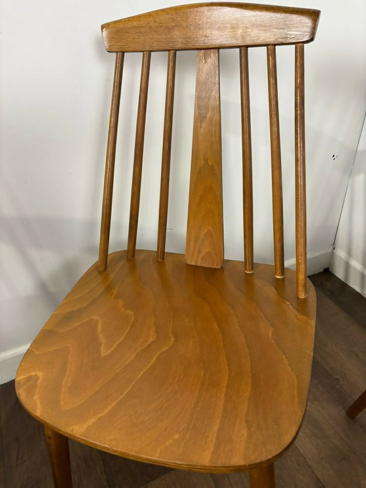 Set of Four Rodanski Mid Century Danish Style Stick-Back Dining Chairs