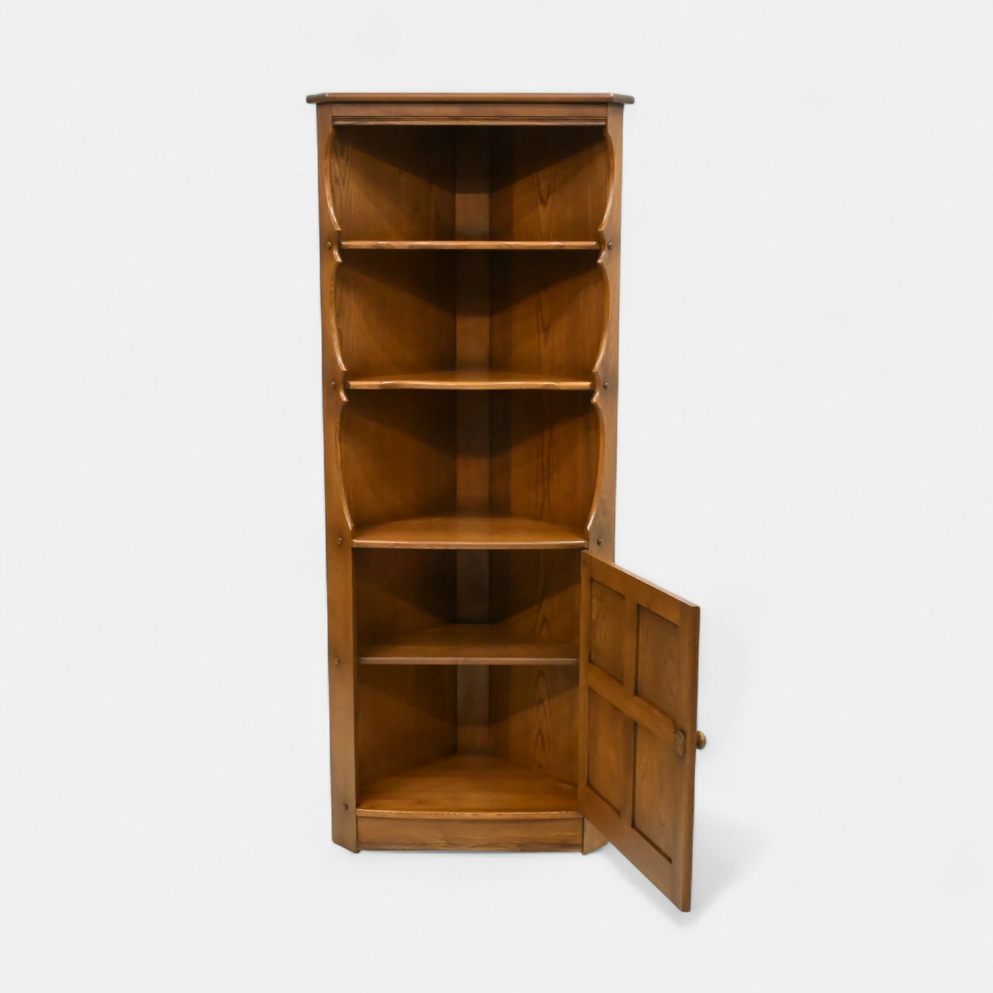 Genuine Ercol Corner Cabinet with Shelves and Cupboard #474 EXC FREE UK Delivery. SBR10798/0508E