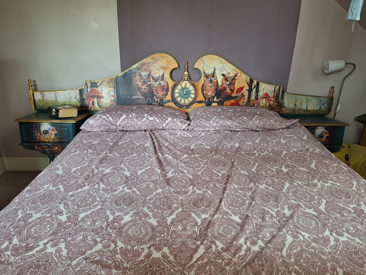 “Sleepy Owls” King Sized Mahogany Bed Head