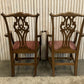 6 Mahogany Chippendale Style Dining Chairs with Red Upholstered drop-in seats.