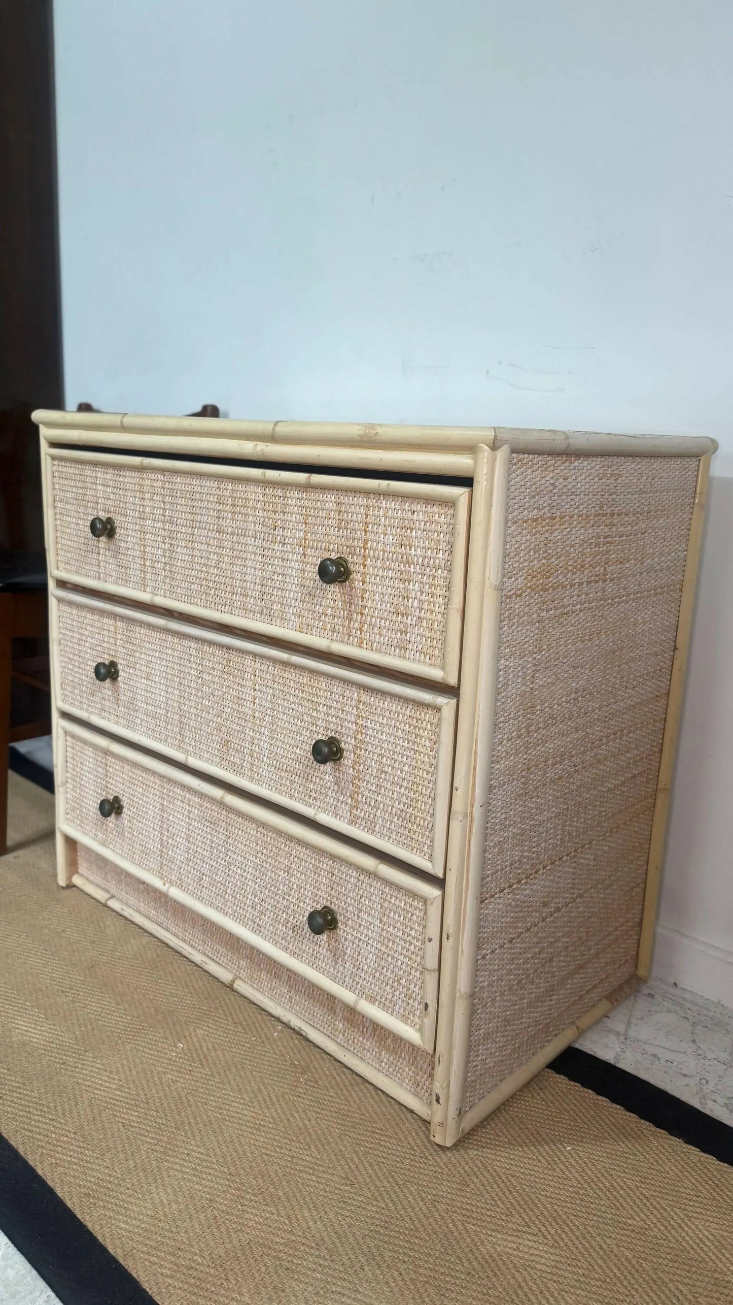 Mid century retro vintage chest of drawers wicker