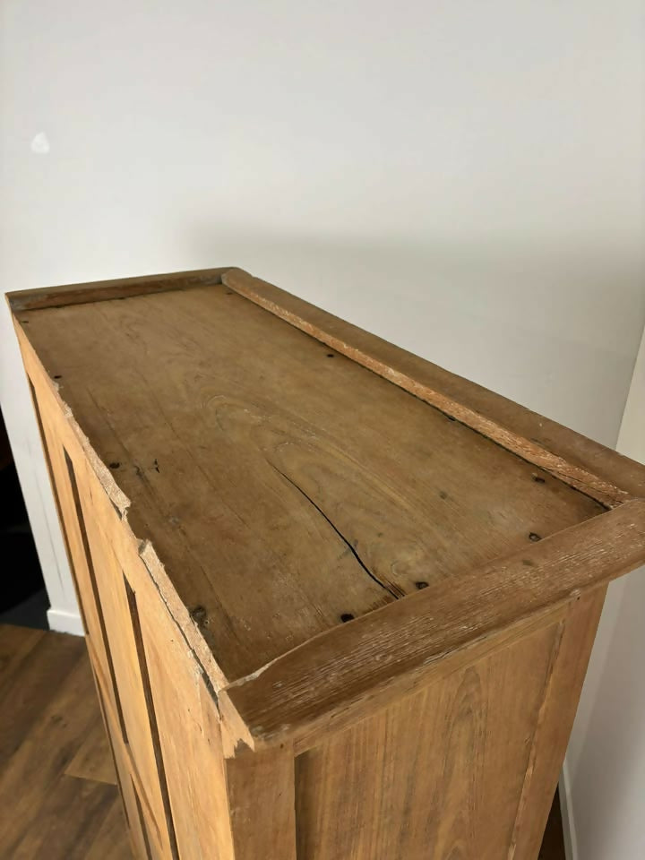 Vintage Indian Reclaimed Solid Wood Glazed Cupboard