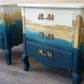 Teal Ombre Bedside Tables with Gold Leaf: Upcycled Bedroom Furniture