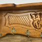 Coat Rack Vintage French Oak 7 Brass Hooks Wall Shelf Coat Hanger LOT 6553