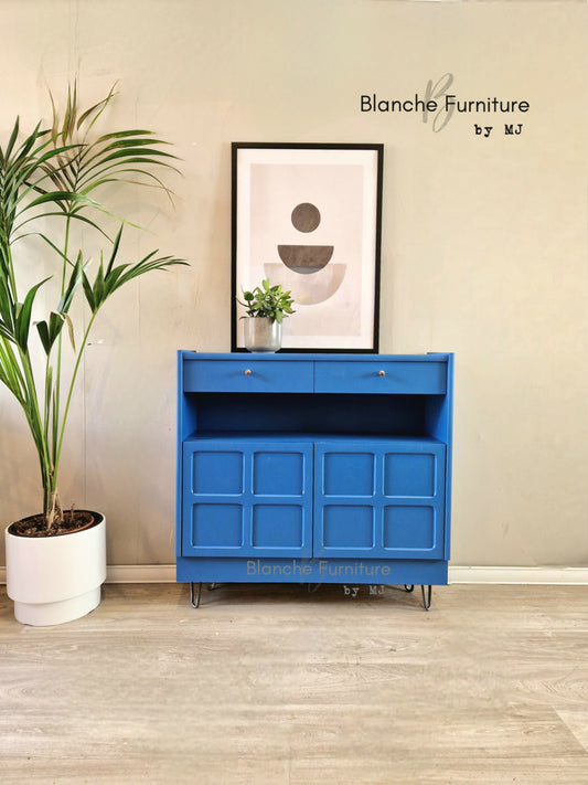 Slim Sideboard / Hallway Console in Lake Blue, on wooden legs - By Nathan