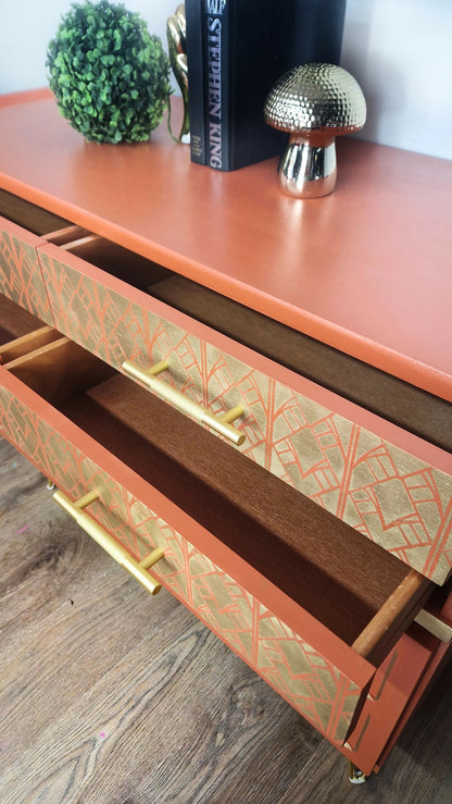 Midcentury modern nathan sideboard, orange cabinet, cocktail cabinet, media unit, retro cabinet, teak furniture, mcm