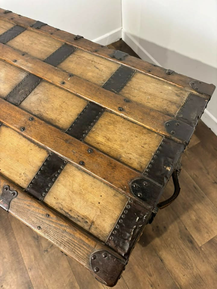 Victorian Domed Steamer Trunk / Antique Travel Chest