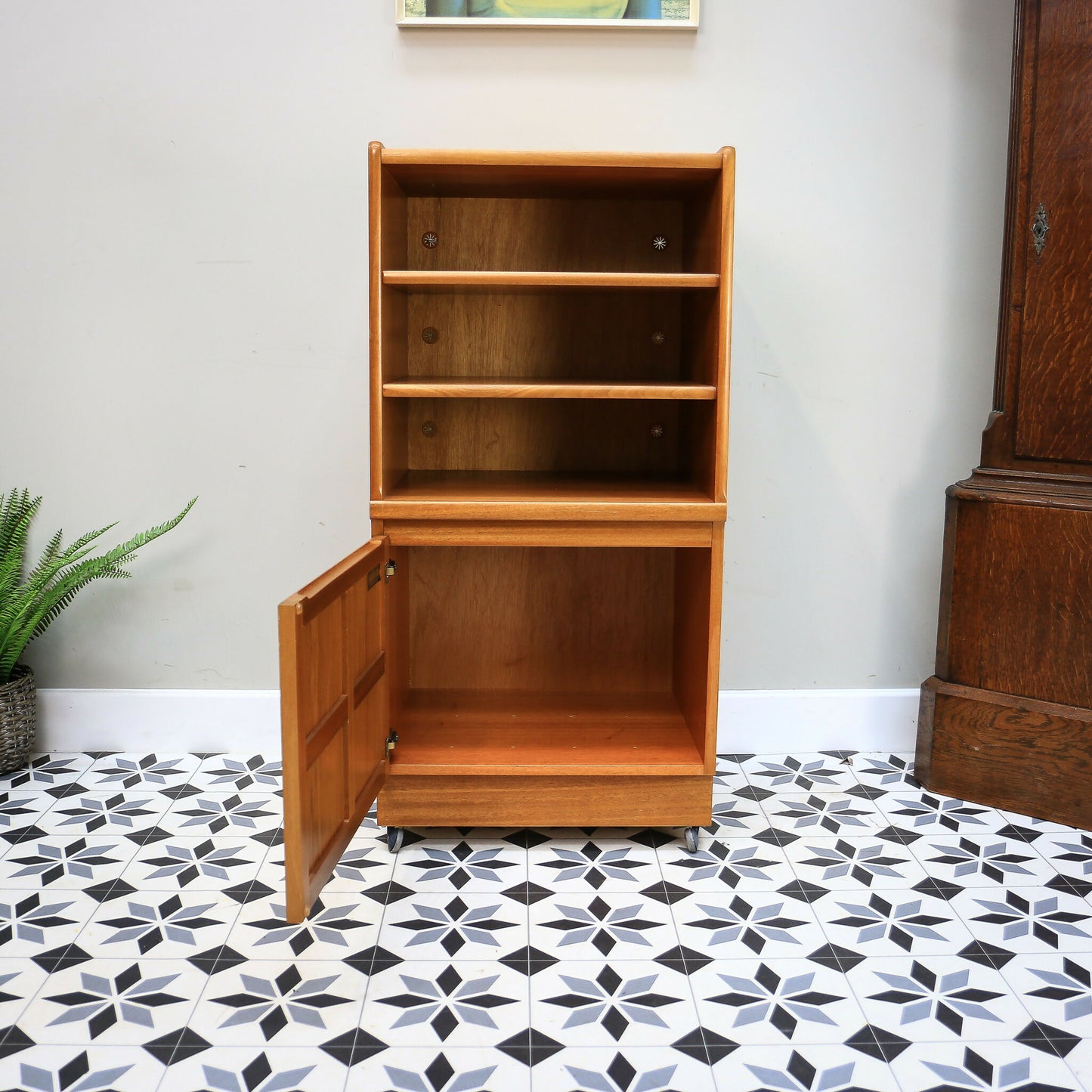 Nathan Hi Fi Media Vinyl Cabinet in Teak Mid Century