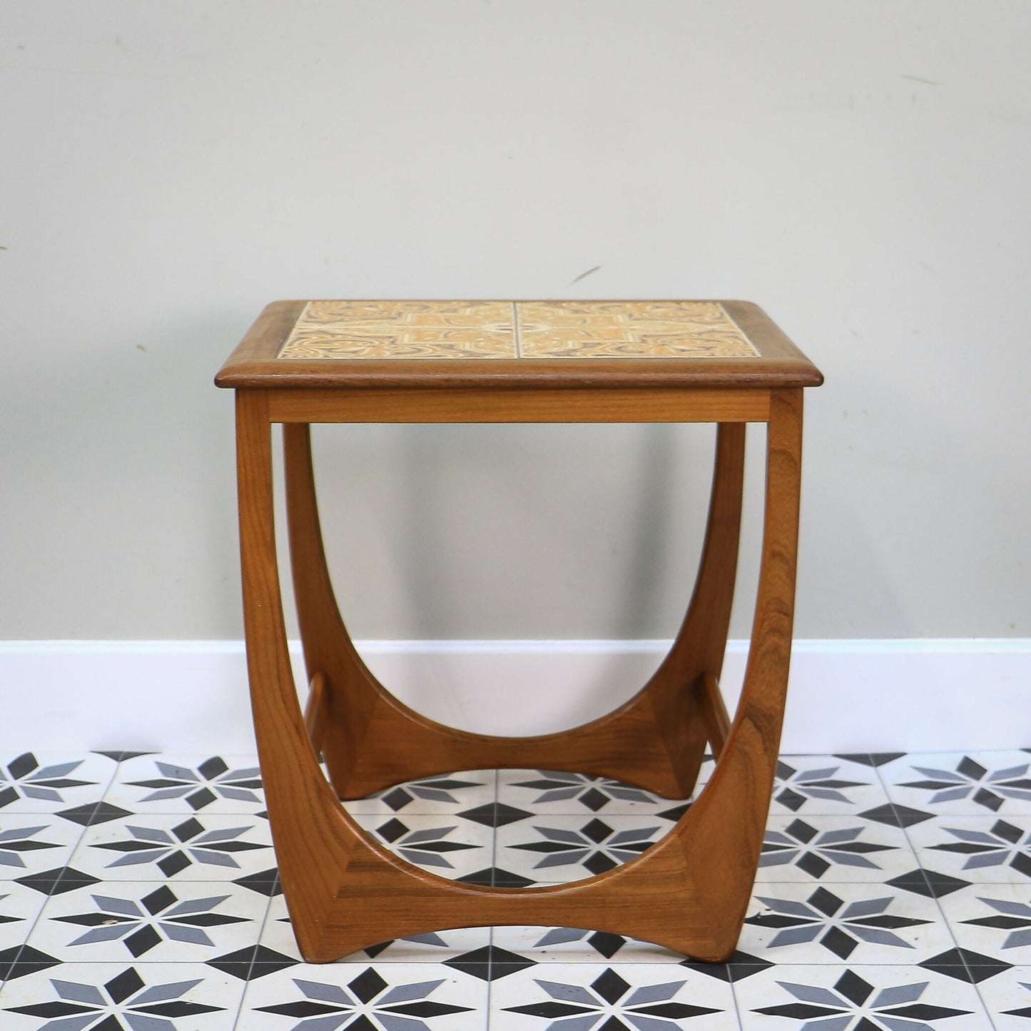 G Plan Astro Teak Side table Lamp table with retro tiled top