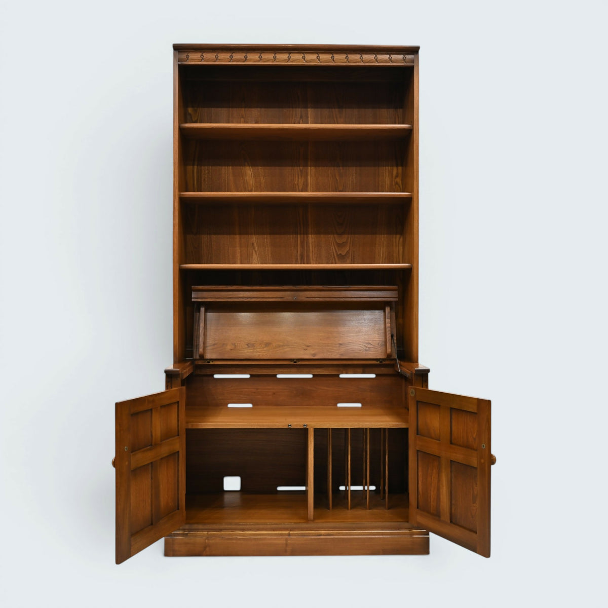 Ercol Mural Bookcase Music Cabinet For Vinyl Record Golden Dawn FREE UK Delivery