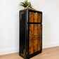 Refinished Art Deco Burl Walnut Cocktail Cabinet In Black With Gold Design. 1930s drink cabinet. Gin bar. Refurbished. sideboard slim narrow