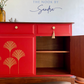 Midcentury Modern Stag Minstrel Sideboard, Red Sideboard