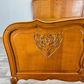 Bed Vintage French Louis XVI Oak Double Bed Frame Carved Headboard LOT 3791
