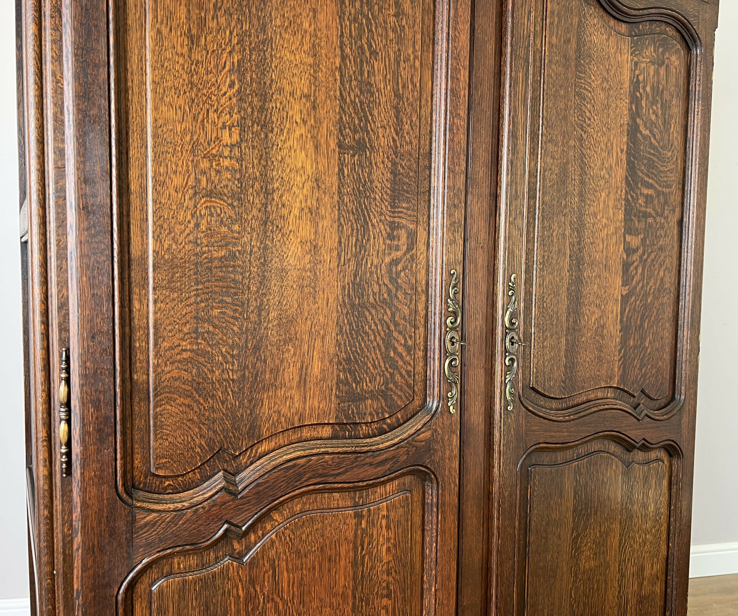 Wardrobe Antique French Louis XVI Style Oak Two Door Carved Armoire LOT 6465