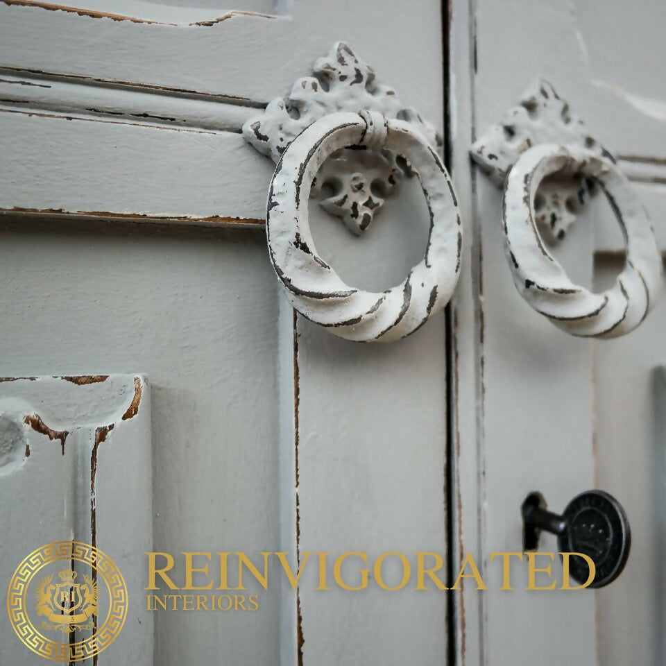 SOLD Oak Linenfold Hand Painted Wardrobe Armoire