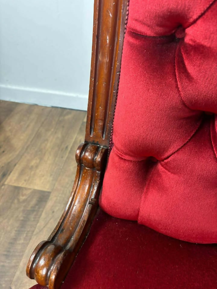 Antique Nursing Chair Having Button Back Upholstery